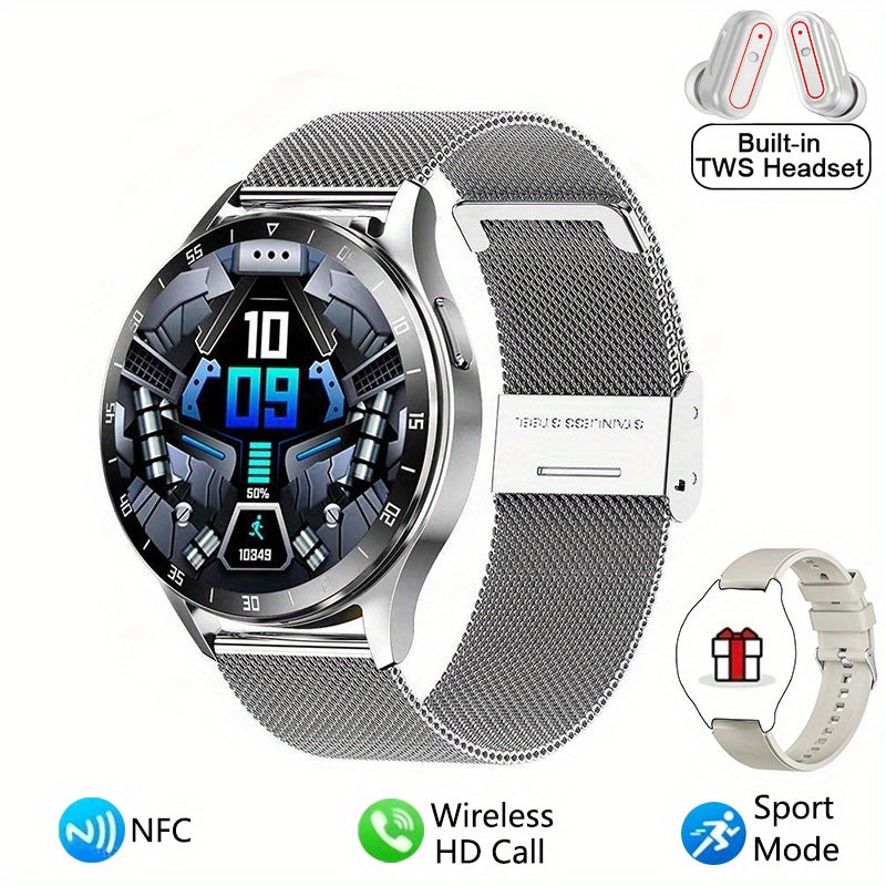 2-in-1 Smartwatch With Headphones, TWS Wireless Headphones, NFC, Sports Music, Full Touch High-definition Screen Fitness Tracker, Sports Watch, Built-in Headphones