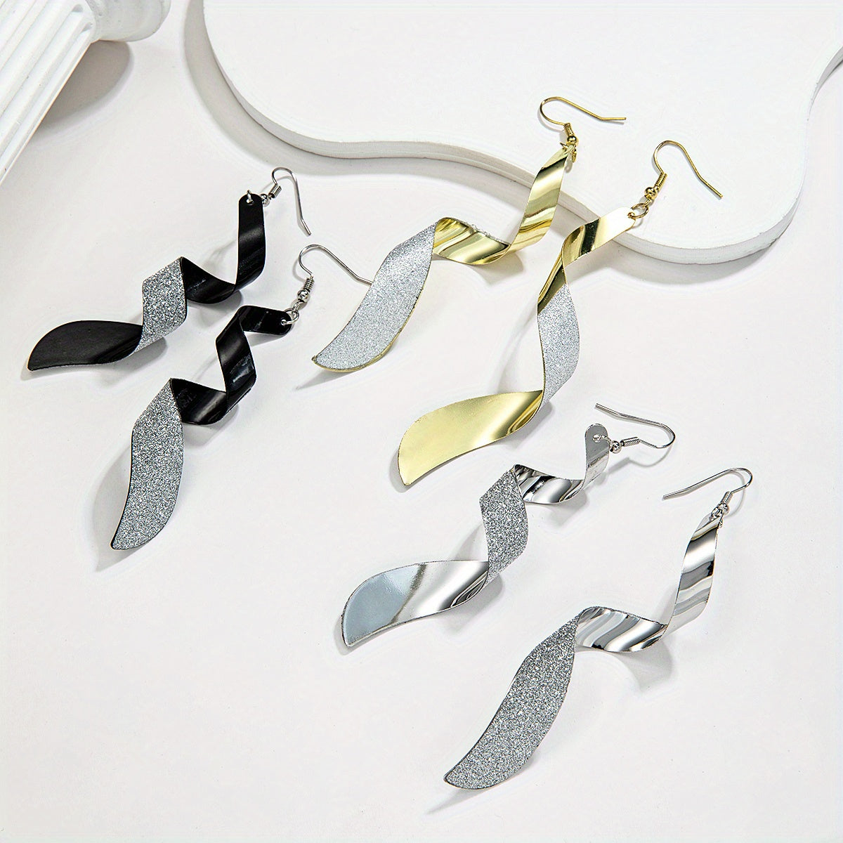 Stylish Swivel Frosted Alloy Ladies Earrings For Party Banquet Jewelry Gift