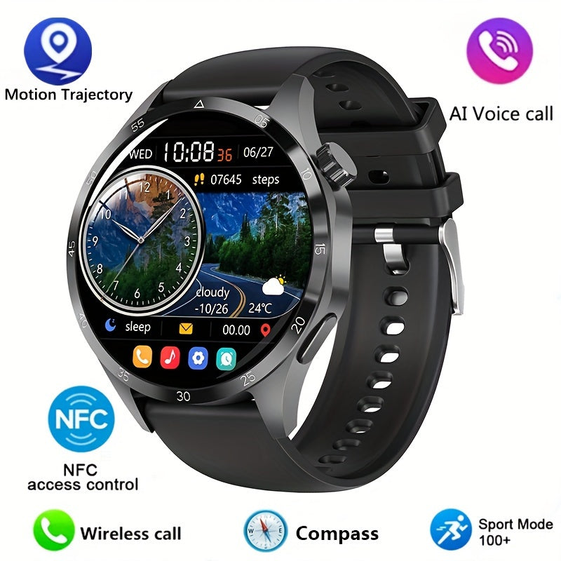 2025 New NFC Smart Watch For Men GPS Motion Trajectory 360*360 HD Screen AI Voice Wireless Call Smartwatch Sports Watch For Men Father'S Day Gift