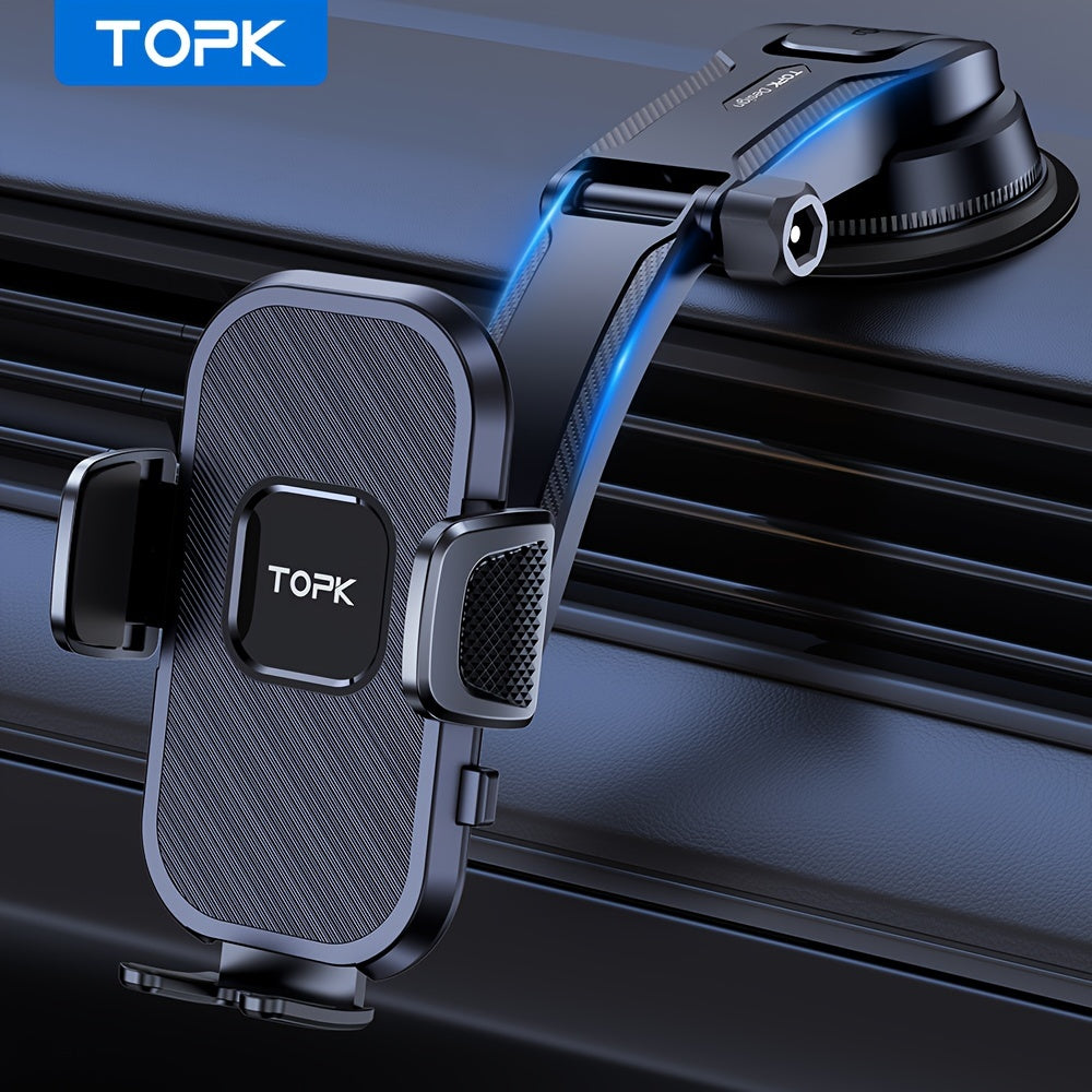 TOPK D38-C Car Phone Holder - Adjustable Horizontal and Vertical Mount for Car Dashboard, Compatible with All Phones, Upgraded Cell Phone Holder for Easy Viewing and Navigation