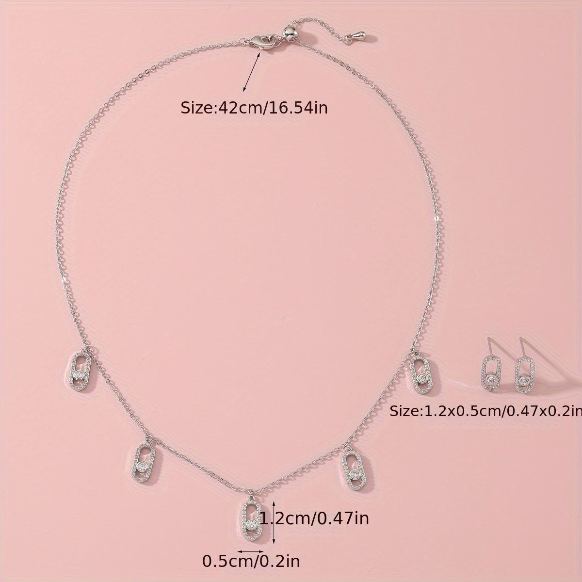 Elegant Women'S Jewelry Set - Golden-Plated Copper With Geometric Zircon Necklace & Earrings, Perfect For Everyday Wear Or Parties Earrings For Women Jewelry For Women