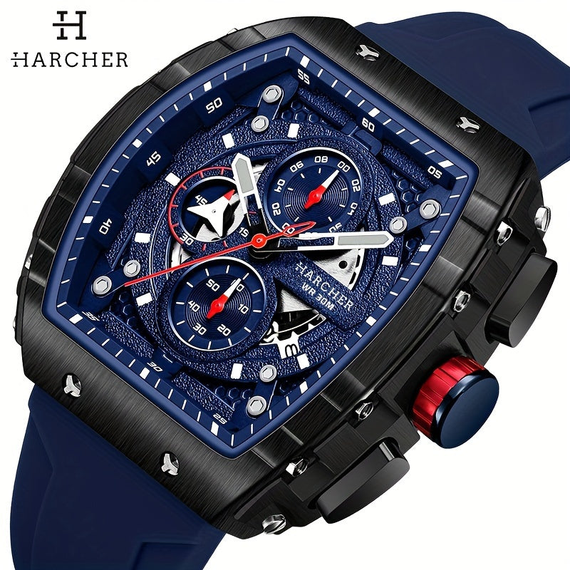 H Men Wristwatches, High-Accuracy Quartz Movement, Silicone Band, Waterproof, Calendar, Multi-Functional Design, Men's Dress Watches