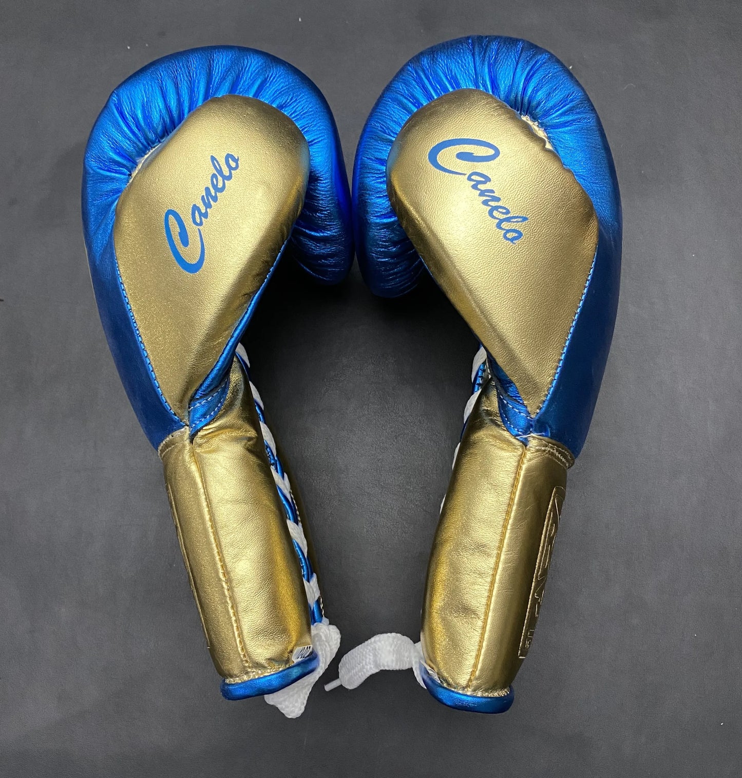 No Boxing No Life Laced Boxing Gloves for Training and fighting , Blue / Gold Fighting Gloves, cowhide leather boxing gloves