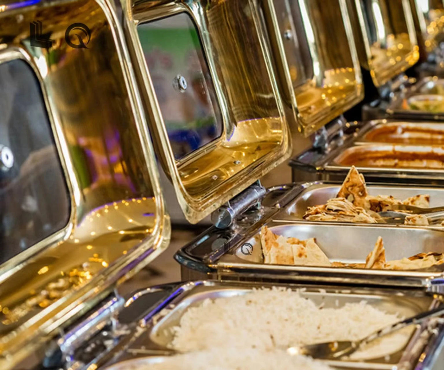 European 6L Kitchen Round Roll Top Gold Buffet Chafing Dish Hotel Chafer for Catering Stainless Steel Food Warmer