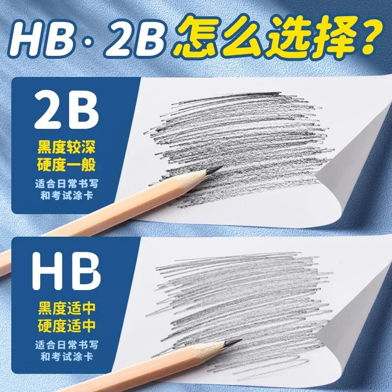 M&G 30PCS/Box 2B /HB Wood Triangle Standard School Pencils for Kids Promotional Black Hb Pencil with Round Pattern Set Packaging