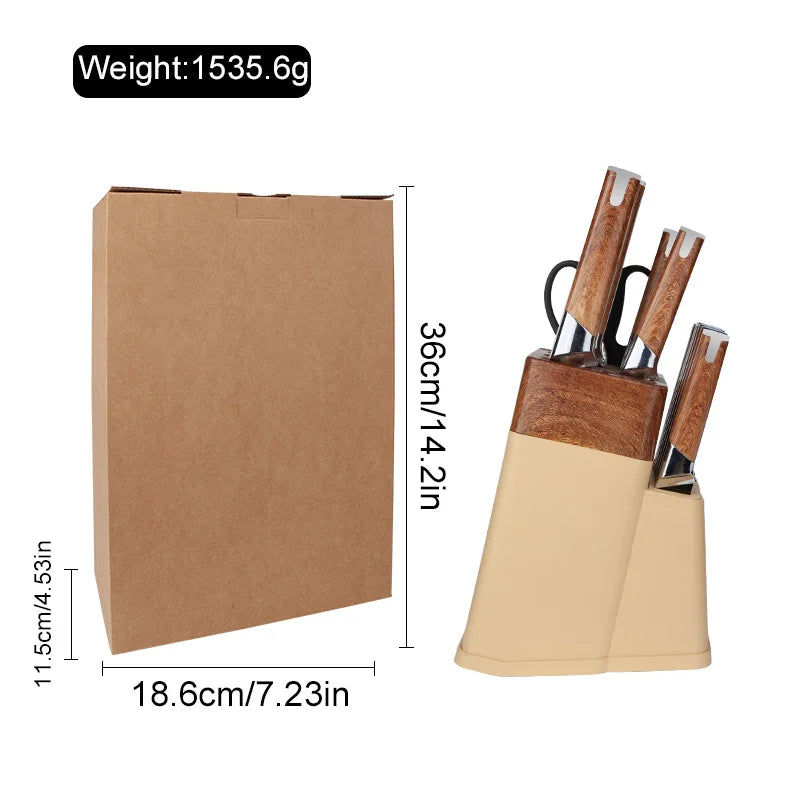 Wholesale 13-Piece Stainless Steel Chef Knife Set Super Sharp Nonstick Coated Kitchen Knives with Universal Knife Block