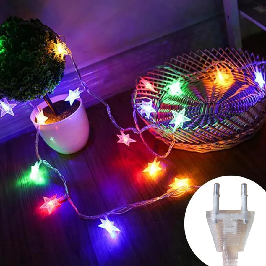 LED String Lights Outdoor Star Chain Lights Garland Lights Bulb Fairy Lights Party Home Wedding Garden Christmas Decor