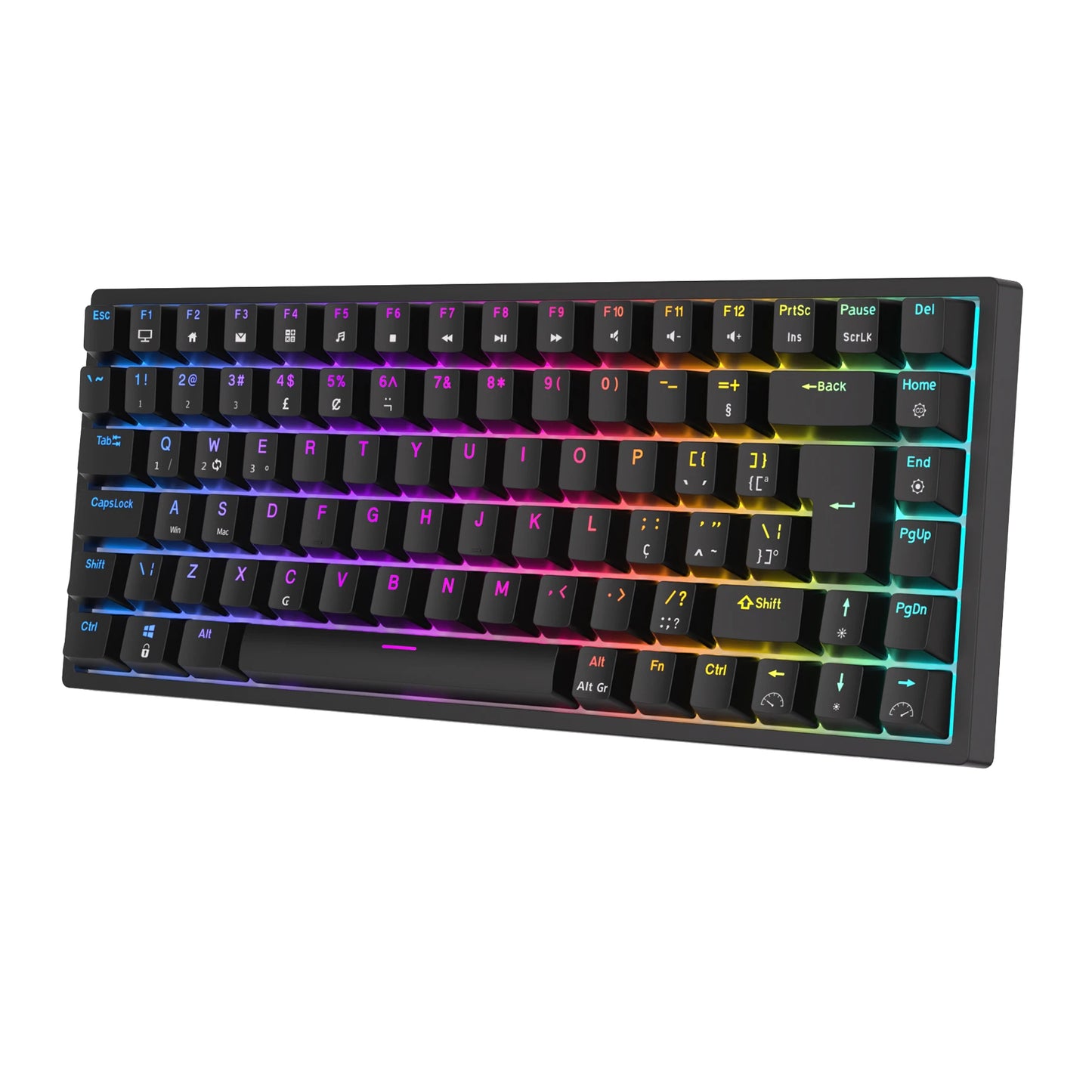 RK84 Royal Kludge Brazilian Wireless Gaming Keyboard 84 Keys RGB Tri-Mode BT5.0/2.4G/Wired Hot-Swappable Mechanical Keyboards