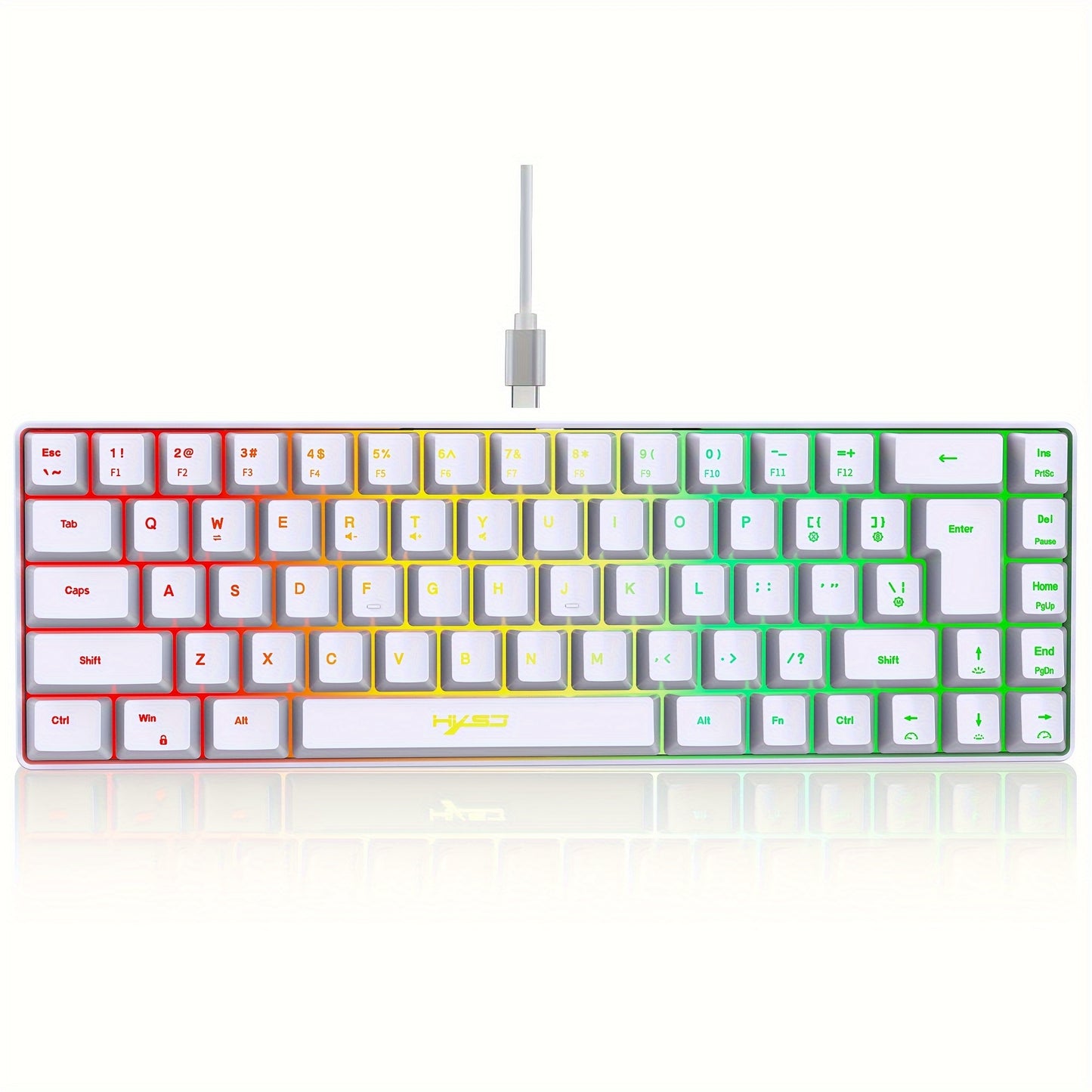HXSJ-RGB Keyboard And Cellular Gaming Mouse, Compact 68-key Mini Wired Keyboard RGB Backlit 1000-6400 DPI Mouse, Keyboard And Mouse Gaming PS4 Xbox PC Laptop Mac