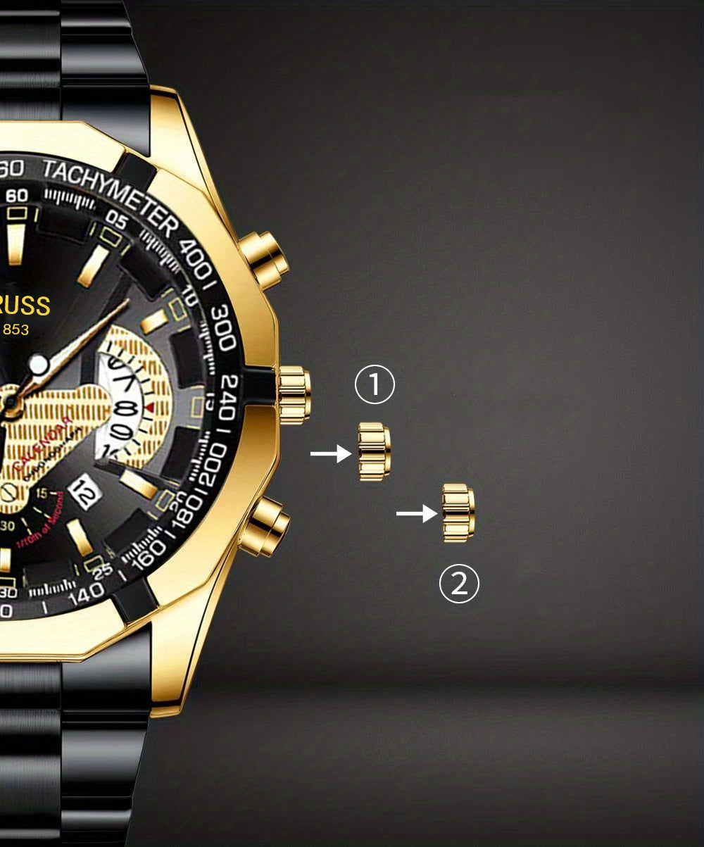 Authentic Mens Business Sports Watch - Radiant Luminous Dial with Dual Calendar - Domineering & Stylish - High-Grade Korean Design - Minimalist yetSophisticated