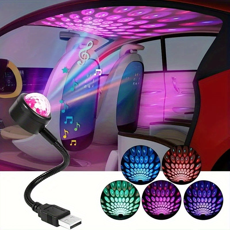 Car Atmosphere Lamp USB Roof Lamp Night Light LED Color Lamp Sound Control Music Car Decoration