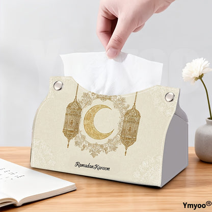 1pc Tissue Box Harmonious Ramadan Kareem Golden Crescent Lanterns Background Lattice for Boutique Showcase Winter Wedding Favor Cabin Surprise