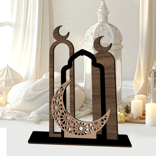 1pc Wooden Ramadan Mubarak Centerpiece, Farmhouse Style Table Sign, Frameless Log Artwork, Religious Islamic Holiday Decor, Universal Ramadan Kareem Table Decor, Non, English Language, Small Decorative Piece for Home and Gift