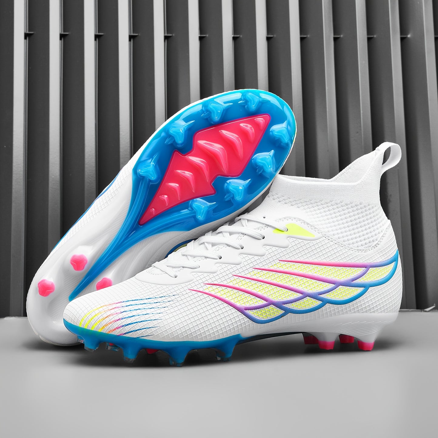 Professional Men'S High-Top Football Boots, AG Cleats, Anti-Slip, Breathable, All-Season Sports Shoes with Lace-Up Closure, TPU Sole, Fabric Inner, for Training, Running, and Outdoor Activities, Football Boot