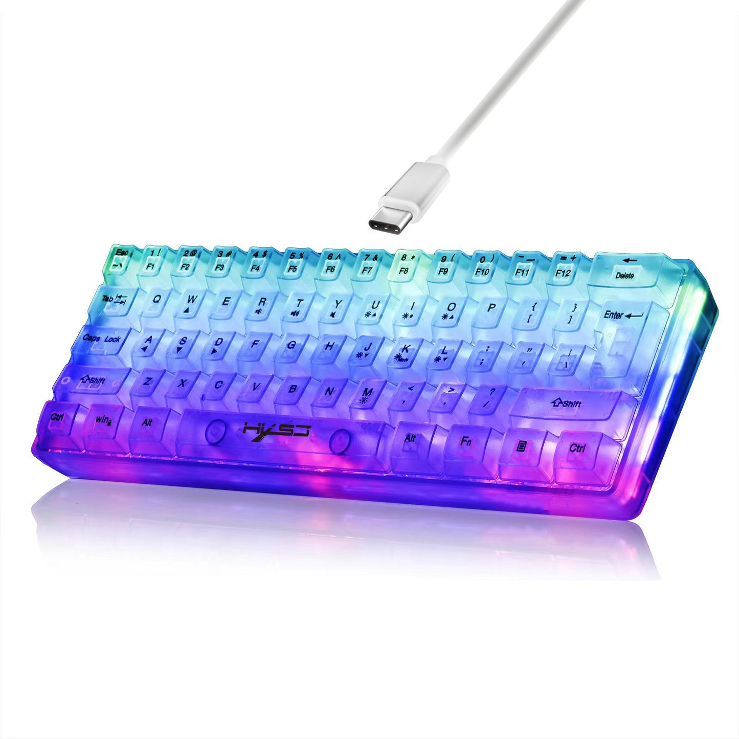Wired Membrane Keyboard Fully Transparent Gaming Keyboard
