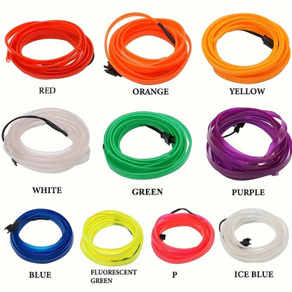 Automobile interior LED decorative lights, EL neon light strips, ambient lighting, modern car decoration, flexible LED light strips, long-lasting illumination, LED mood lighting, for night drivers, a must-have for car owners.