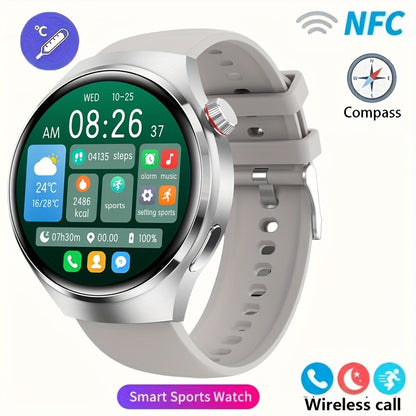 2024 New NFC Smart Watch Men Watch 4 Pro AMOLED 360*360 HD Screen AI Voice Wireless Call Smart Watch For Men Motion Trajectory Compass Smartwatch Men Sports Fitness Watches