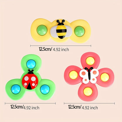 3-Pack Suction Cup Spinner Wheel Toys For Boys Ages 1-2 - Fun And Engaging Baby Toys! Christmas Halloween Thanksgiving Gifts