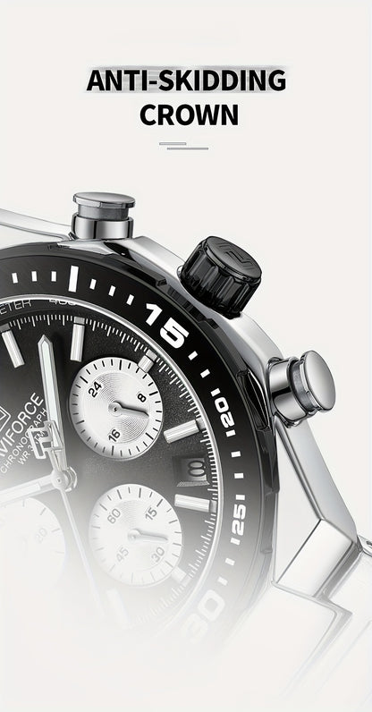 NAVIFORCE Men'S Luxury Business Watch, Multi-function Chronograph Waterproof Men Watches, 24/12 Hour date Display Man Wristwatch, Men Gift