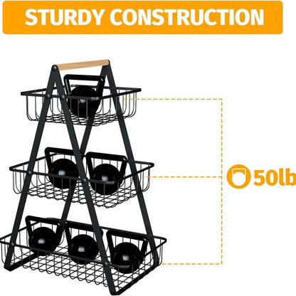 Removable Iron Double Layer Fruit Basket Storage Rack