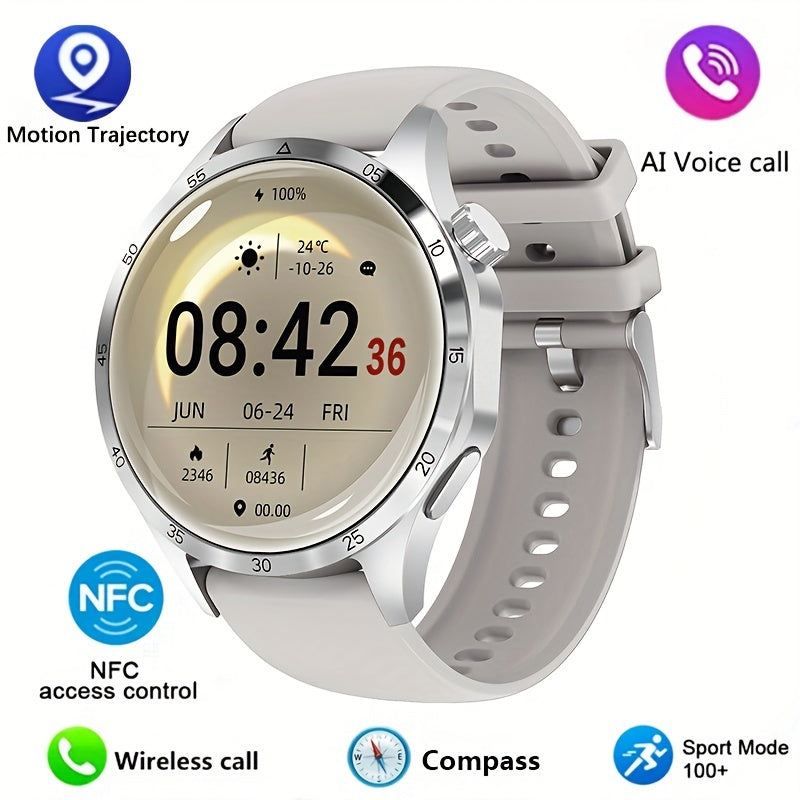 2025 New NFC Smart Watch For Men GPS Motion Trajectory 360*360 HD Screen AI Voice Wireless Call Smartwatch Sports Watch For Men Father'S Day Gift