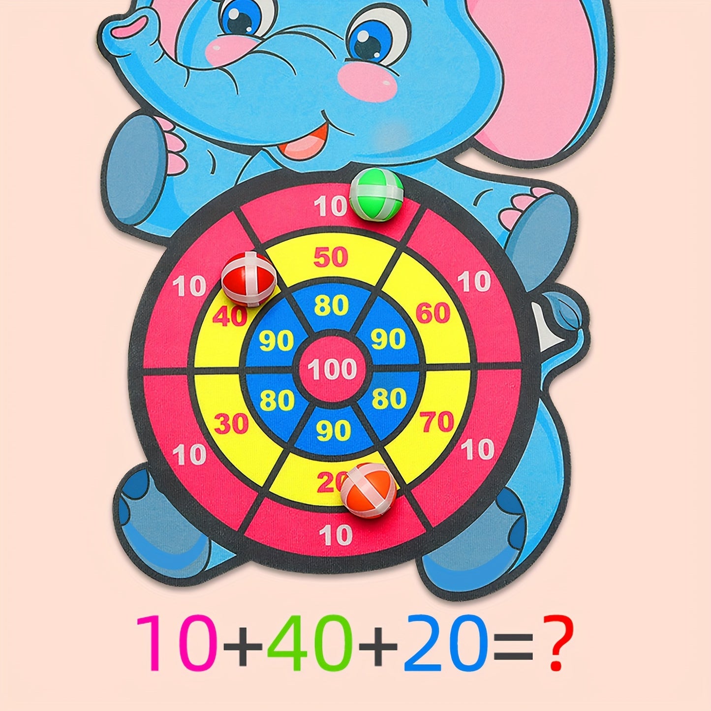 Children's Elephant Sticky Ball Dart Board Cartoon Pattern Ball Toys Parent-Child Interaction Throwing Target Ball, Indoor Outdoor Safe Classic Dart Board Game For Kids