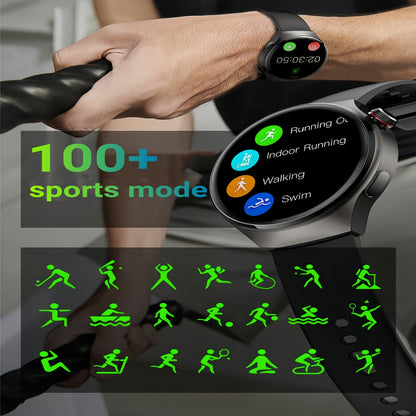 LITTLE MEATBALL Men's Smartwatch, 3.63cm HD Color Display, Wireless Calling,, 100+ Sports Modes, Sleep & Business Monitor, USB Charging, Zinc Alloy, Silicone Strap, Glitter Embellishment, Fitness Tracker Watch|Metallic Finish