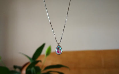 925 Silver Necklace Female Ins Simple Aurora Gradient Moonstone