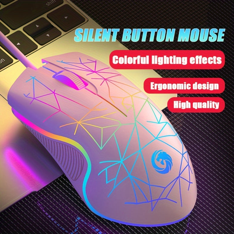 Colorful Mute Wired Gaming Mouse 1600 DPI Magic 3 Button USB Mouse With RGB Backlight Mute Mice For PC Gamer Computer Laptop Mouse Mice