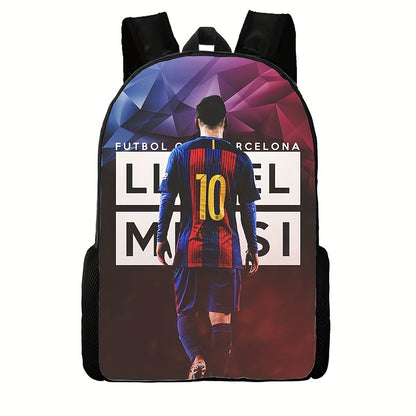 1pc Casual Football Player Print Schoolbag, Polyester Sports Outdoor Backpack