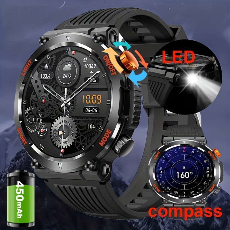 QTLLBT Smart Watch, Wireless Phone Answering, Outdoor Sports Watch, LED Light, High Quality, Compass Fitness Tracker, Pedometer, MMS Display, Suitable for Android, iPhone, Mobile Phone, Smart Watch for Men And Women, Gift