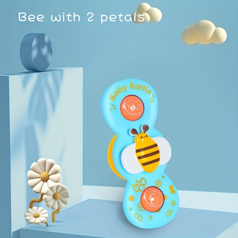 3pcs Insect-shaped Cute Rotating Suction Cup Toys With Bee, Butterfly, And Ladybug Designs, A Toy For Boys And Children To Soothe Emotions.