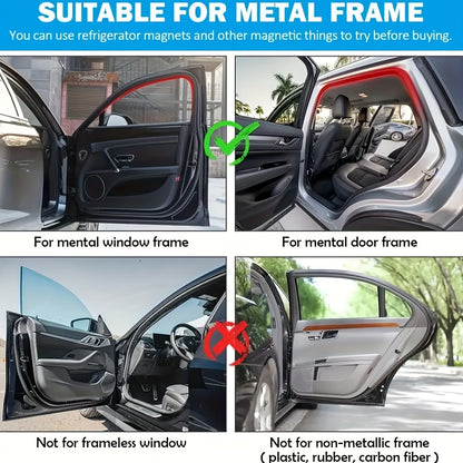 Set of 4 Magnetic Sunshades, Designed for Vehicle Side Windows, UV Protection and Heat Insulation Windshield Cover. Suitable for All Vehicles to Ensure Privacy. Front Window Shade with Anti-Sunlight Thermal Blocking Cooler Co