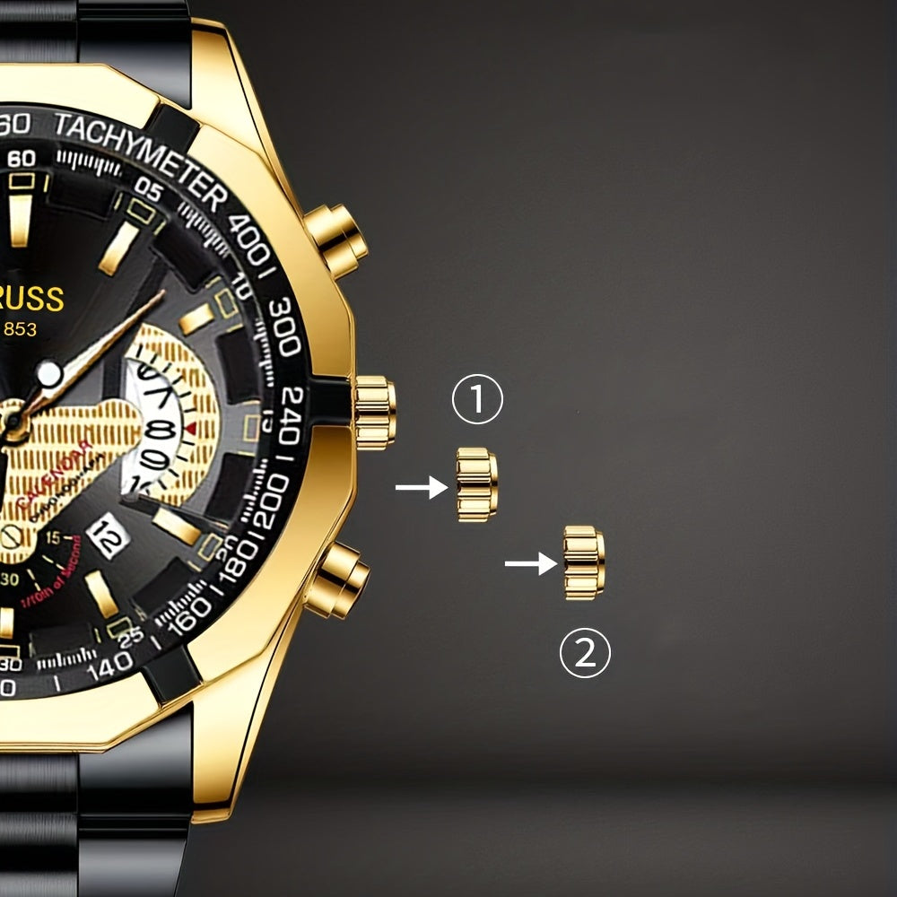 Authentic Mens Business Sports Watch - Radiant Luminous Dial with Dual Calendar - Domineering & Stylish - High-Grade Korean Design - Minimalist yetSophisticated