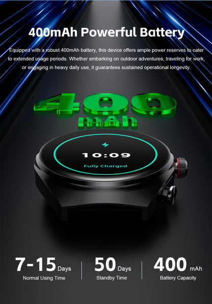 [Full HD | TWS] 2025 New TWS Sports Headset + Outdoor Smartwatch | Full HD Screen Alloy Shell, 400mAh Battery Long Life, News Alerts, Answer Phone