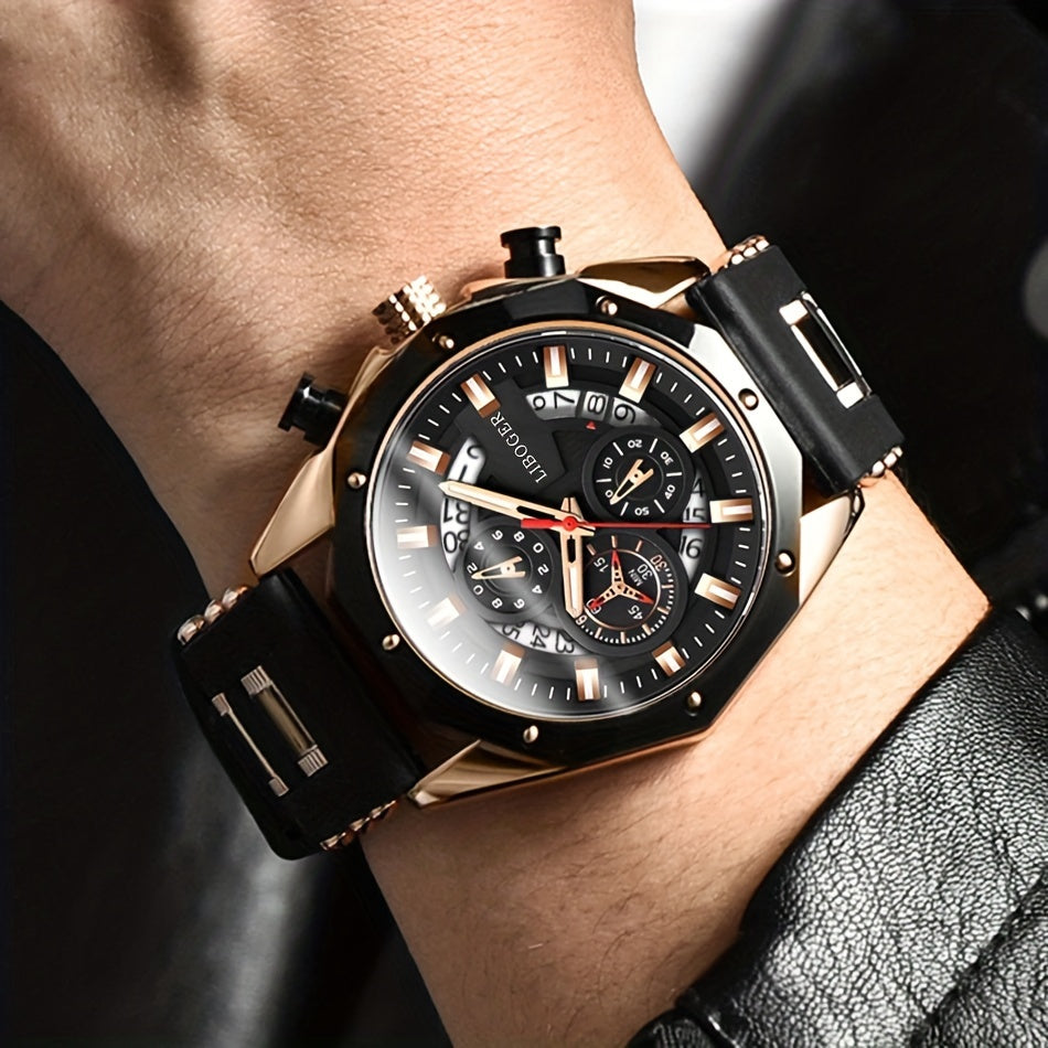 Stylish Business Men's Quartz Sports Watch - Auto Date Big Dial Wristwatch with Precise Timekeeping and Water Resistant Function - Perfect for Formal and Casual Occasions