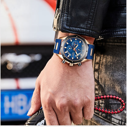 LIGE Mens Watches With Silicone Strap Sport Chronograph Quartz Watch