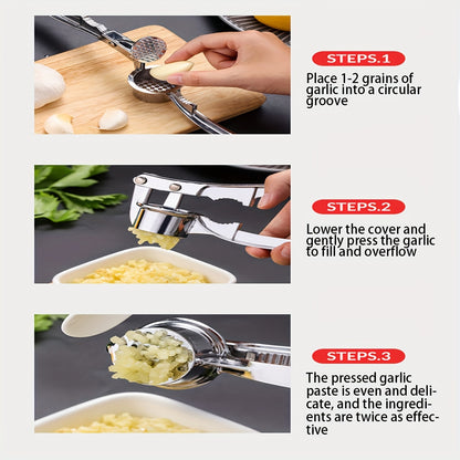 1 Piece Stainless Steel Garlic Press Manually Crusher Handheld Ginger Kitchen Tools
