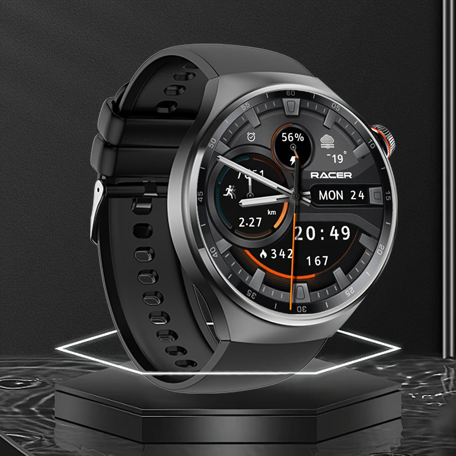 LITTLE MEATBALL Men's Smartwatch, 3.63cm HD Color Display, Wireless Calling,, 100+ Sports Modes, Sleep & Business Monitor, USB Charging, Zinc Alloy, Silicone Strap, Glitter Embellishment, Fitness Tracker Watch|Metallic Finish