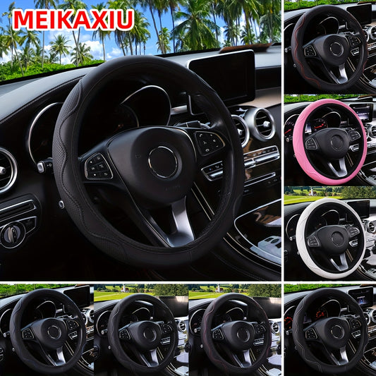 Luxurious PU Leather Steering Wheel Cover - 3D Comfort, No Inner Ring, Car Accessories Christmas Gift