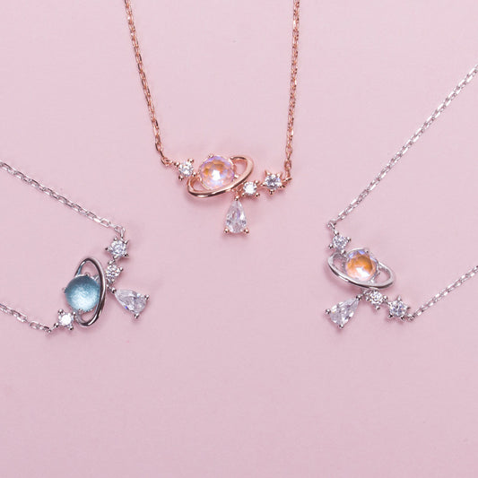 Aurora water drop planet necklace girl sweet and simple
