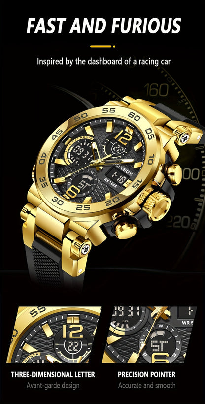 New Watches For Women, Clock Alarm LCD Dual Display Wristwatch Quartz Military Sports Women Watch for Women & Men