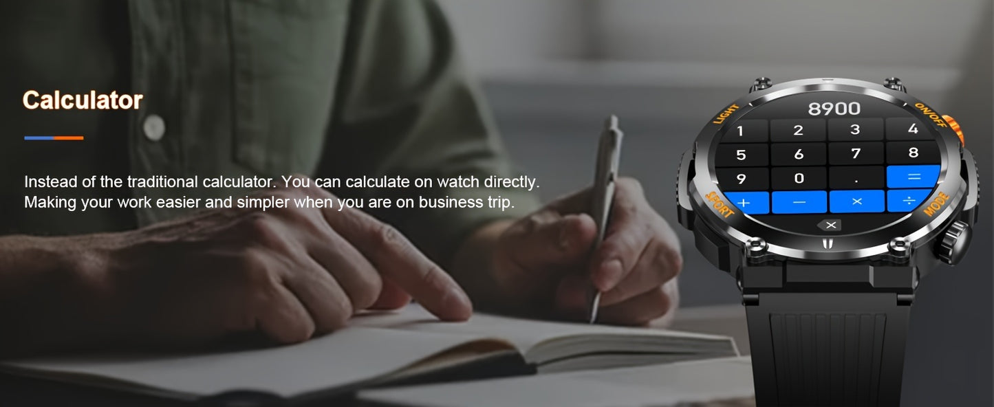 QTLLBT Smart Watch, Wireless Phone Answering, Outdoor Sports Watch, LED Light, High Quality, Compass Fitness Tracker, Pedometer, MMS Display, Suitable for Android, iPhone, Mobile Phone, Smart Watch for Men And Women, Gift