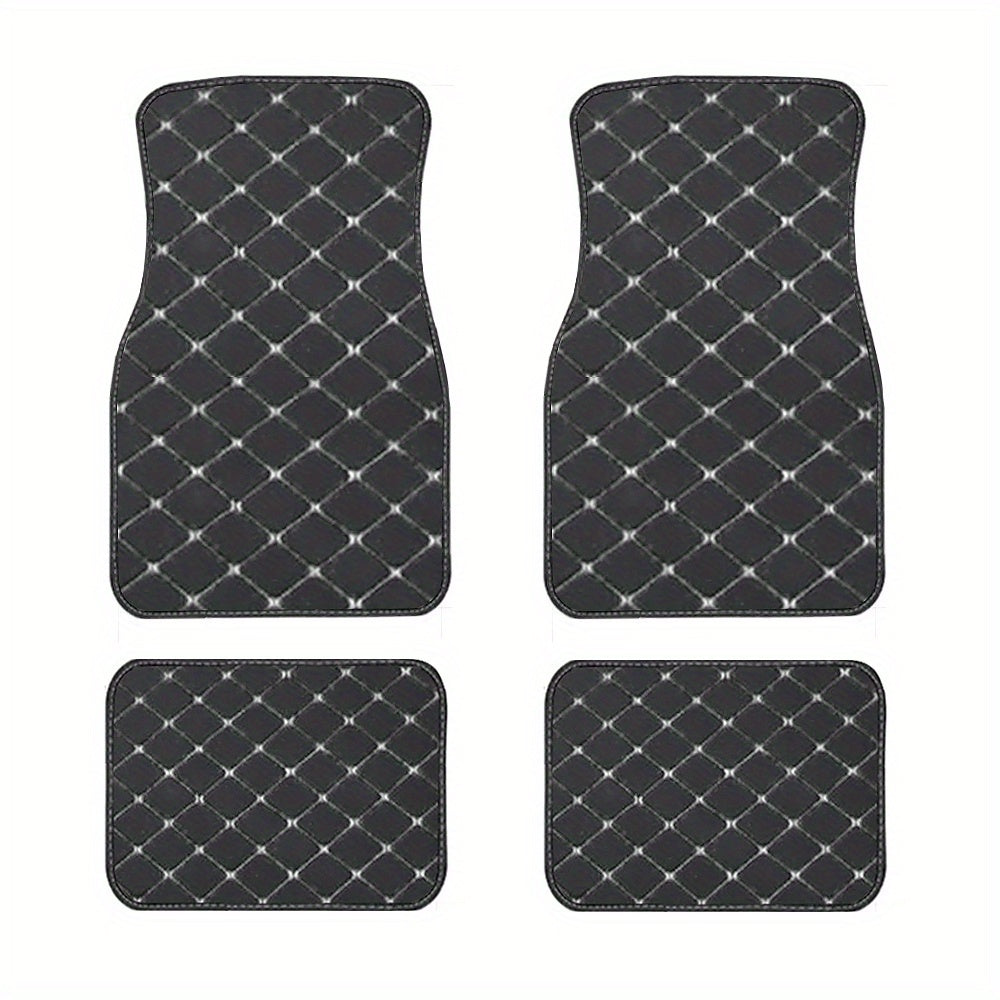 4pcs Car Floor Mats Universal Waterproof Front Rear Full Set Auto Rugs Faux Leather Car Carpet Accessories Interior