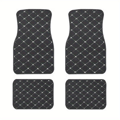 4pcs Car Floor Mats Universal Waterproof Front Rear Full Set Auto Rugs Faux Leather Car Carpet Accessories Interior