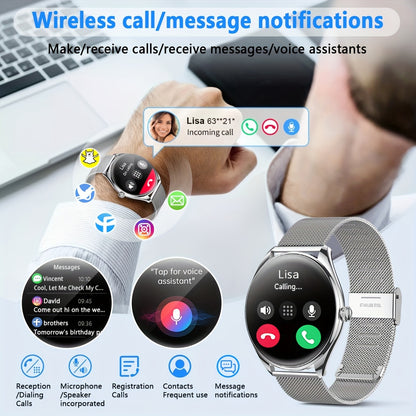 Ultra Thin Smartwatch For Men And Women Gift, 3.63 Cm Full Touch Screen With SMS And Make/Answer Call, For Android/IPhone, Fitness Activity Tracking Watch, Many Sport Modes, Pedometer, Distance, 100+ Exercise Modes