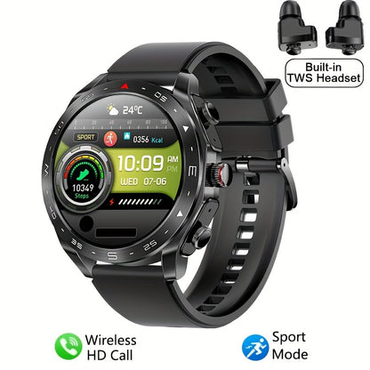 2025 New Men's 1.52-in-1 SmartWatch, Sports Device with TWS Earphones, Wireless Call, Outdoor Exercise SmartWatch, 400mAh Battery, Sleeping Men SmartWatch