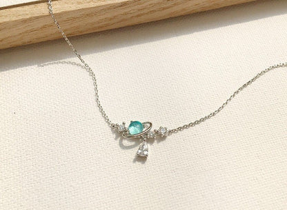 Aurora water drop planet necklace girl sweet and simple