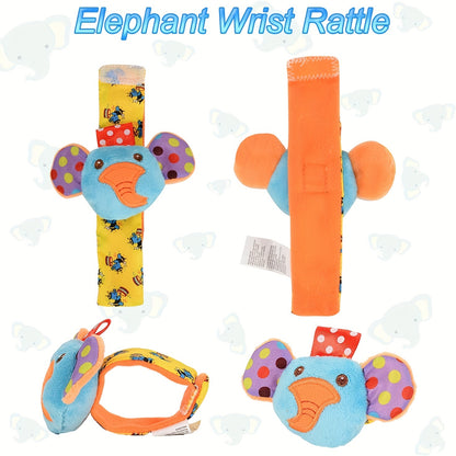 4pairs Baby Wrist Rattles Sock Toys, Newborn Baby Sock Toys 0-6 Months Foot Finder And Cartoon Cute Animal Set, Infant Rattle Socks Toy 3-6 Months, Soft Sensory Toys For 0-12 Months Toddler Newborns Boy Girl Gift