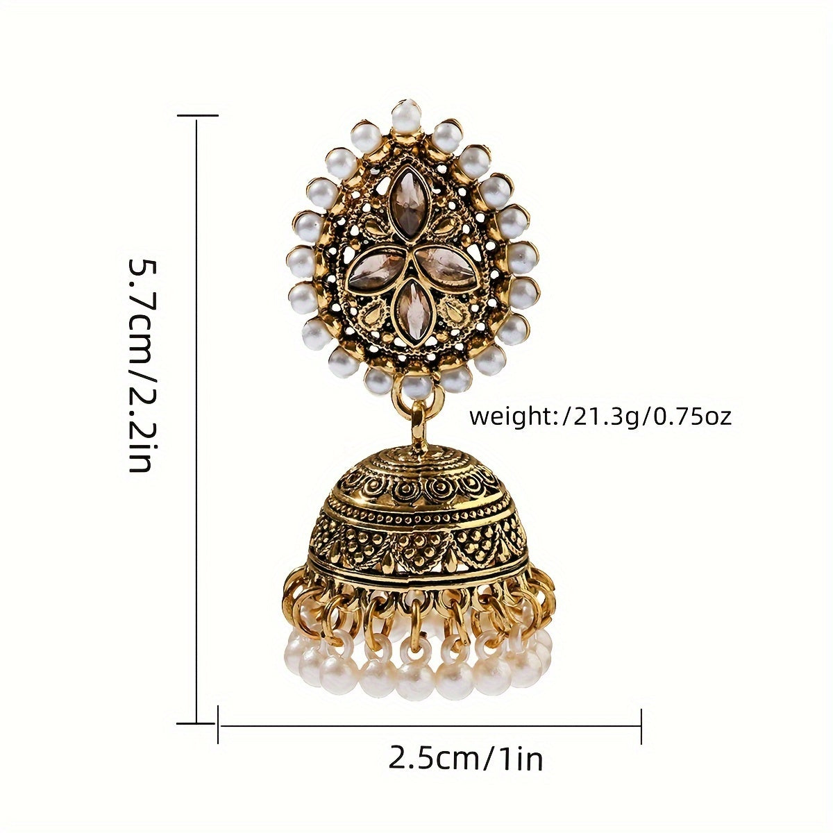 Stunning Bollywood-Inspired Drop Earrings - Women Jewelry - Retro Flower and Lantern Design, Golden or Silvery Finish, Daily Outfit and Party Accessories with Unique Style